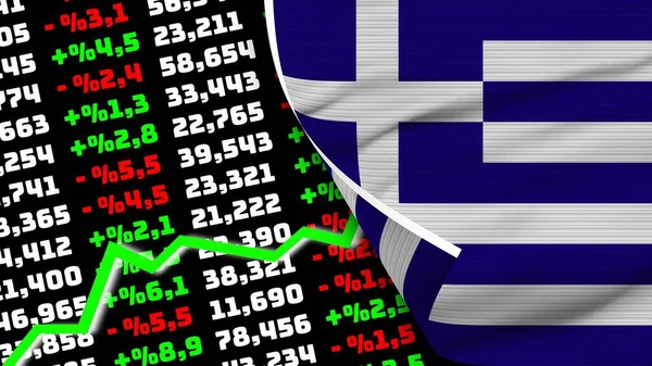 Греция Реалистичный Флаг Рост Фондового Рынка Эффект Текстуры Ткани Иллюстрация — стоковое фото