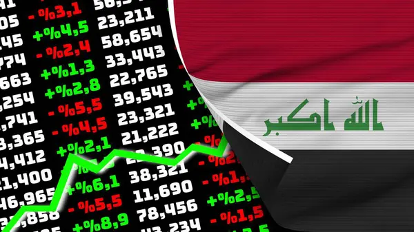 Iraq Реалістичний Прапор Зростання Фондового Ринку Ефект Текстури Ілюстрація — стокове фото