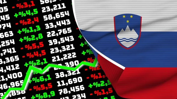 Slowenien Realistische Flagge Aktienmarkt Steigt Textur Effekt Illustration — Stockfoto