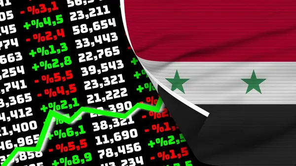 Syria Реалістичний Прапор Фондовий Ринок Зростання Текстура Ефект Ілюстрація — стокове фото