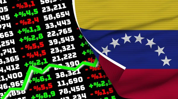 Venezuela Realistic Flag Stock Finance Market Rising Fabric Texture Effect — ストック写真