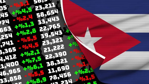 Cuba Realistic Flag Stock Finance Market Fabric Texture Effect Illustration — Foto Stock