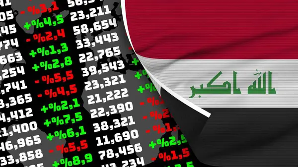 Iraq Реалістичний Прапор Фондовий Ринок Текстура Ефект Ілюстрація — стокове фото