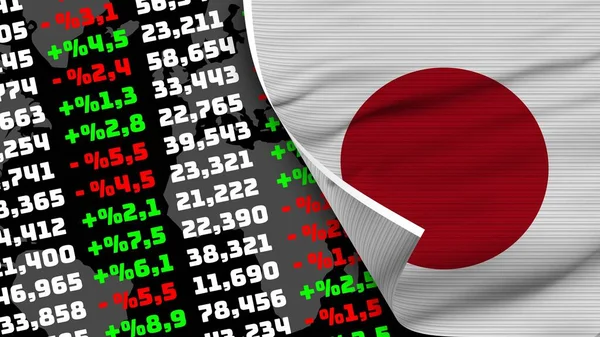 Japan Realistic Flag Stock Finance Market Fabric Texture Effect Illustration — Stock Fotó