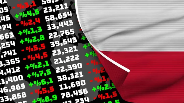 Poland Realistische Flagge Börse Finanzmarkt Textur Effekt Illustration — Stockfoto