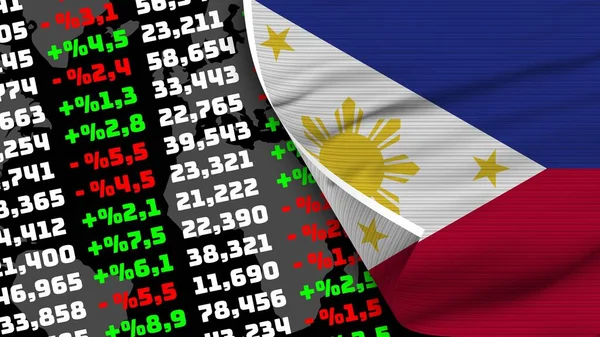 Philippines Realistic Flag Stock Finance Market Fabric Texture Effect Illustration — Stok Foto