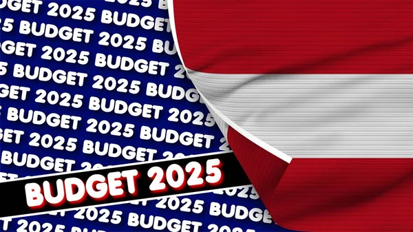 Avusturya Gerçekçi Bayrağı Ile Bütçe 2025 Başlık Kumaşı Doku Efekti — Stok fotoğraf