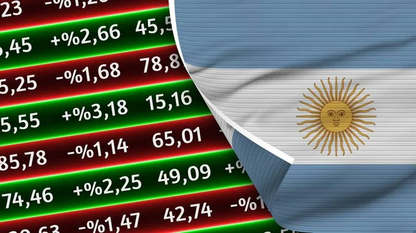 Αργεντινή Ρεαλιστική Σημαία Χρηματιστήριο Αριθμούς Της Αγοράς Ύφασμα Επίδραση Εικονογράφηση — Φωτογραφία Αρχείου