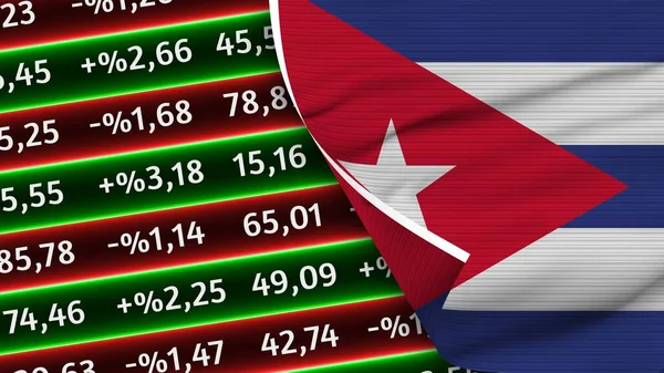 Kuba Realistische Flagge Börsenzahlen Textur Effekt Illustration — Stockfoto