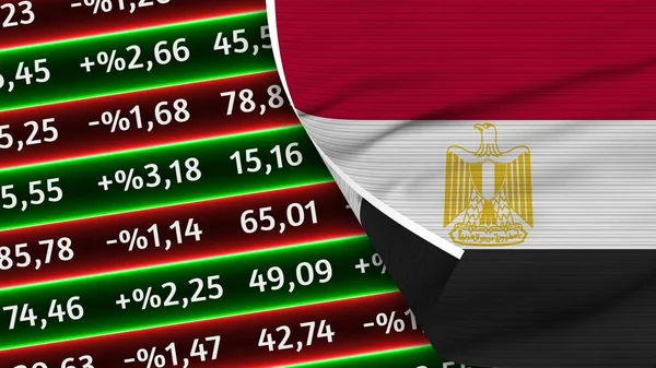 Egypt Realist Flag Stock Finance Market Numbers Fabric Texture Effect — стокове фото