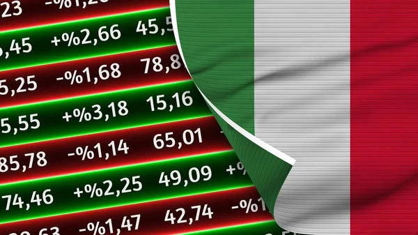 Italy Realist Flag Stock Finance Market Numbers Fabric Texture Effect — стокове фото