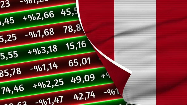 Perù Bandiera Realistica Numeri Borsa Finanza Tessuto Effetto Texture Illustrazione — Foto Stock