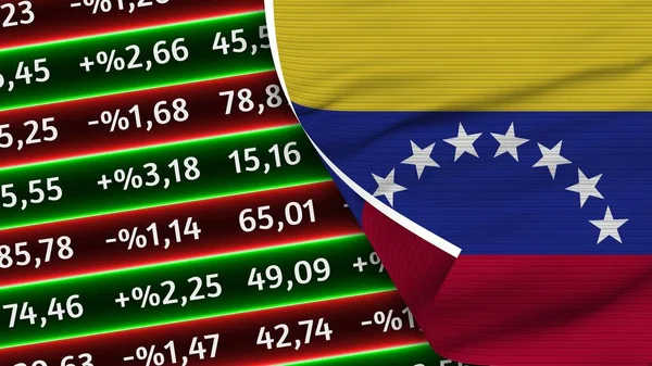 Venezuela Realistic Flag Stock Finance Market Numbers Fabric Texture Effect — Stock Photo, Image