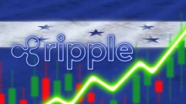 Neon Işık Efektli Honduras Bayrağı Madeni Para Logosu Radyal Görüntü Efekti Kumaş Doku Efekti 3B İllüstrasyon