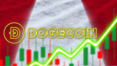 Neon Işık Efekti Doge Logosu Radyal Görüntü Kumaş Dokuma Efekti 3B Resim Efekti
