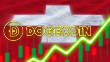 Neon Işık Efekti Doge Logosu Radyal Görüntü Kumaş Dokuma Efekti 3D Resim Efekti