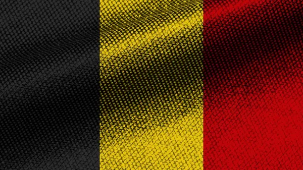 Belgien Realistische Textur Effekt Wellenfahne Illustration — Stockfoto