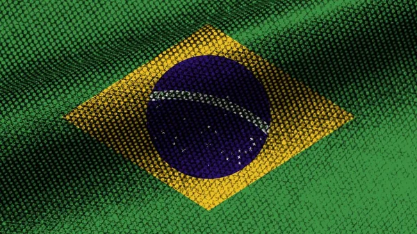 Brazil Realist Fabric Texture Effect Wavy Flag Illustration — стокове фото