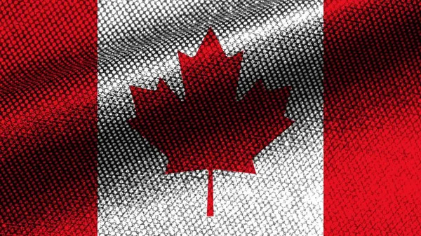 Kanada Realistické Textilní Textury Efekt Vlnitá Vlajka Ilustrace — Stock fotografie