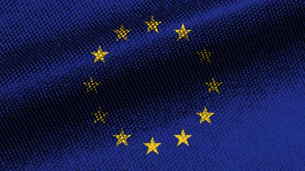 Efecto Textura Tela Realista Unión Europea Bandera Ondulada Ilustración — Foto de Stock