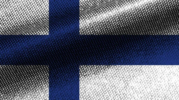 Finlandia Realistico Tessuto Texture Effetto Bandiera Ondulata Illustrazione — Foto Stock