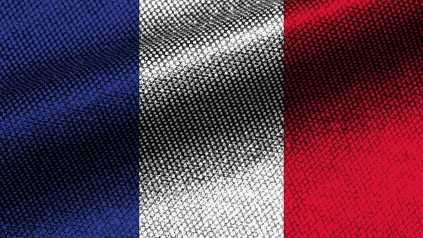 Frankreich Realistische Textur Effekt Wellenfahne Illustration — Stockfoto