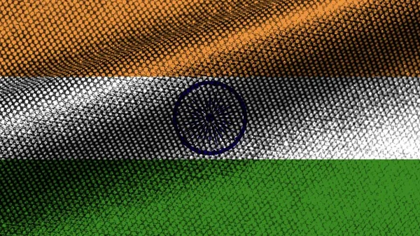 India Realisztikus Szövet Textúra Hatás Wavy Zászló Illusztráció — Stock Fotó