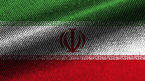 Iran Realistisch Stoff Textur Effekt Wellenförmige Flagge Illustration — Stockfoto