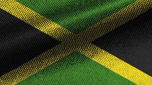 Jamaica Realistiska Tyg Struktur Effekt Vågig Flagga Illustration — Stockfoto