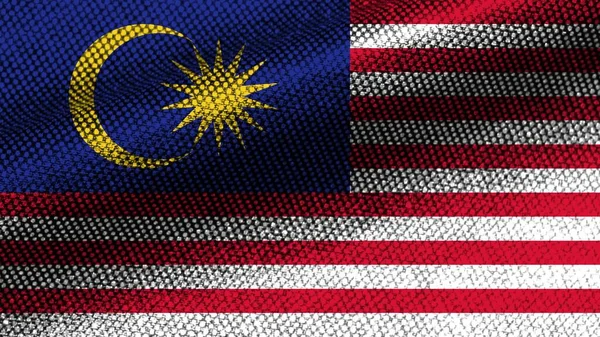 Malaysia Realistiska Tyg Textur Effekt Vågig Flagga Illustration — Stockfoto