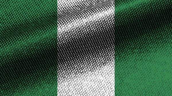 Nigeria Realistico Tessuto Texture Effetto Bandiera Ondulata Illustrazione — Foto Stock