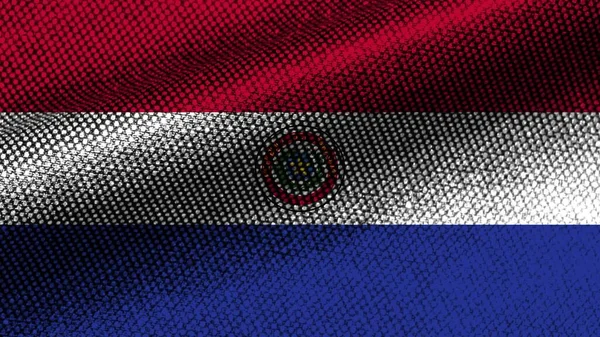 Paraguai Efeito Textura Tecido Realista Bandeira Ondulada Ilustração — Fotografia de Stock