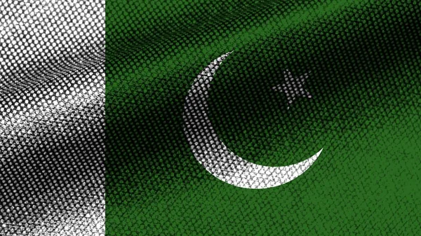Pakisztán Realisztikus Szövet Textúra Hatás Wavy Zászló Illusztráció — Stock Fotó