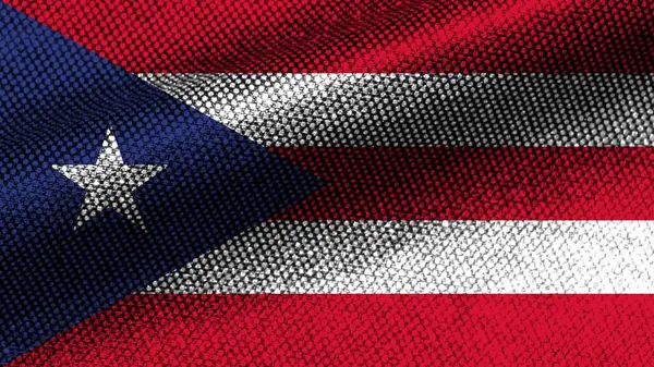 Puerto Rico Realist Fabric Texture Effect Wavy Flag Illustration — стокове фото