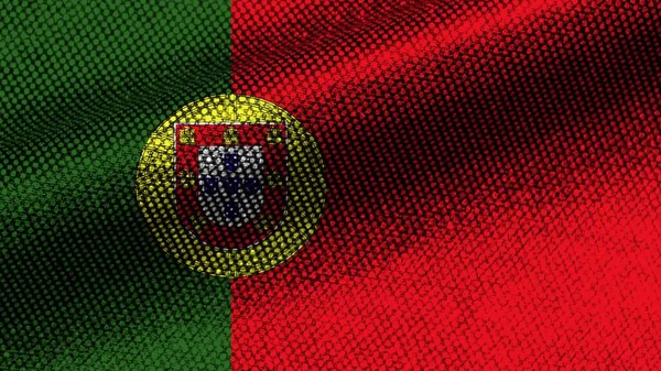 Portugal Efeito Textura Tecido Realista Bandeira Ondulada Ilustração — Fotografia de Stock