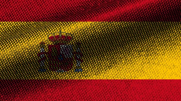 Španělsko Realistické Textilní Textury Efekt Vlnitá Vlajka Ilustrace — Stock fotografie