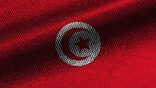 Tunezja Rzeczywisty Efekt Tekstury Tkaniny Flaga Falista Ilustracja — Zdjęcie stockowe