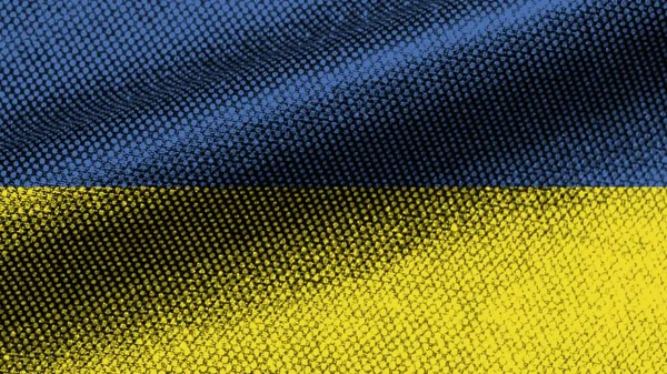 Ukraine Realistisch Stoff Textur Effekt Wellenfahne Illustration — Stockfoto