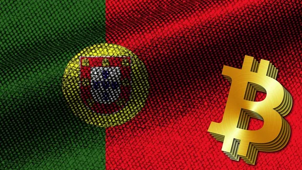Portekiz Gerçekçi Kumaş Doku Efekti Dalgalı Bayrak Altın Metalik Doku — Stok fotoğraf