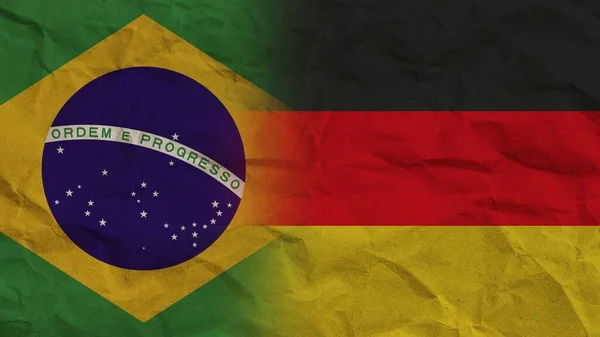 Duitsland Brazilië Samen Verfrommeld Papiereffect Achtergrond Illustratie — Stockfoto