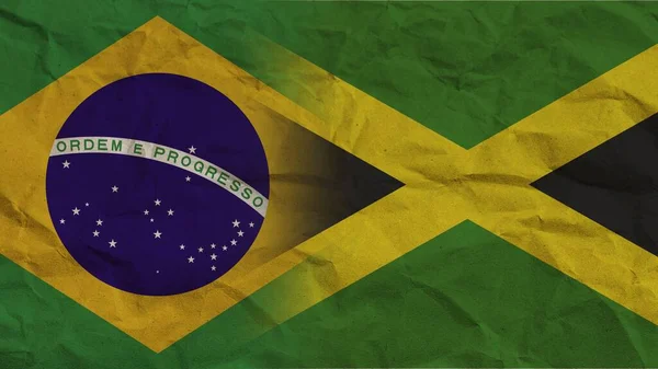 Jamaica Brazilië Samen Verfrommeld Papier Effect Achtergrond Illustratie — Stockfoto