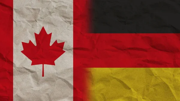 Deutschland Und Kanada Flaggen Zusammen Zerknitterter Papiereffekt Hintergrund Illustration — Stockfoto