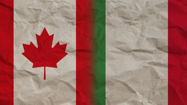 Italië Canada Vlaggen Samen Verfrommeld Papier Effect Achtergrond Illustratie — Stockfoto