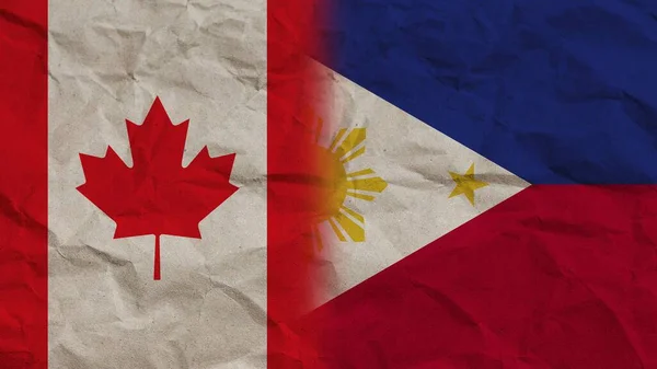 Philippines Canada Flags Together Crumpled Paper Effect Background Illustration — Stok Foto