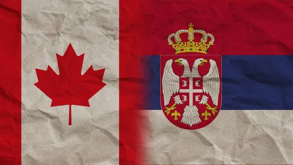 Flagi Serbii Kanady Razem Zgnieciony Efekt Papieru Tło Ilustracja — Zdjęcie stockowe