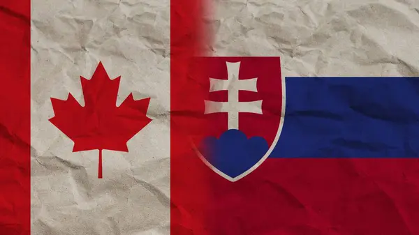 Slovakia Canada Flags Together Crumpled Paper Effect Background Illustration — стокове фото