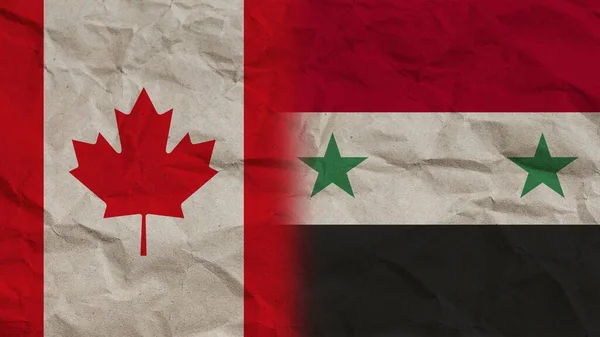 Siria Canada Bandiere Insieme Carta Stropicciata Effetto Sfondo Illustrazione — Foto Stock