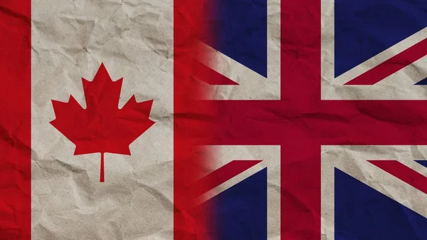 Соединённое Королевство Канада Вместе Флаги Смятая Бумага Фон Иллюстрация — стоковое фото