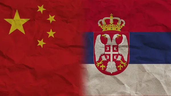 Serbia China Flags Together Crumpled Paper Effect Background Illustration — 스톡 사진