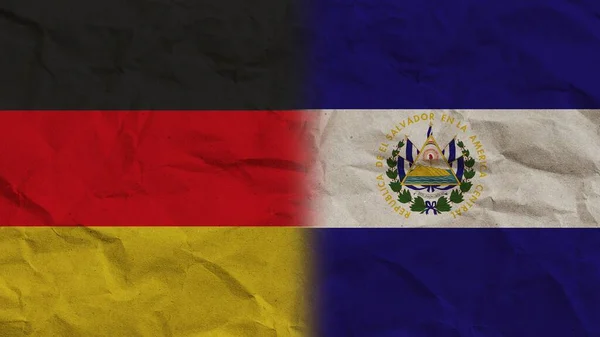 Salvador Německo Vlajky Společně Zmačkaný Papír Efekt Pozadí Ilustrace — Stock fotografie